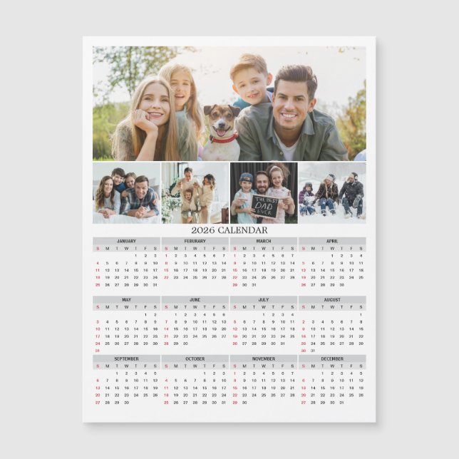 2026 Personalized Family Photo Calendar Magnet (Front)