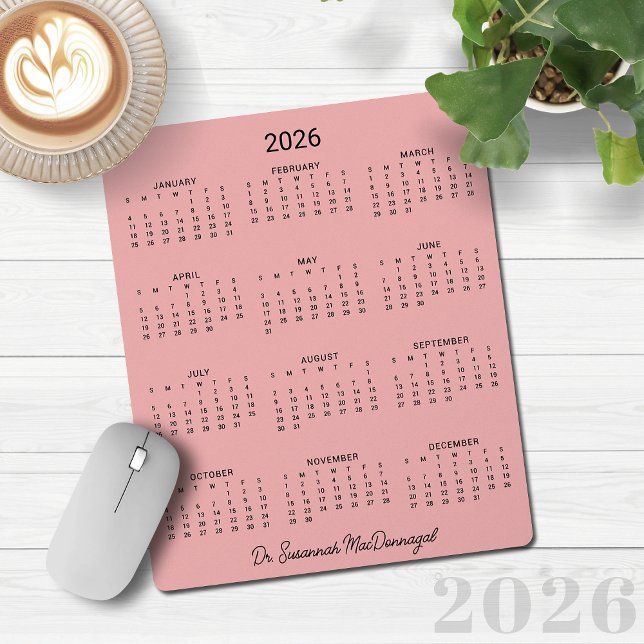 2026 Personalized Minimalist Pink Desk Calendar Mouse Pad (2026 Personalized Minimalist Pink Desk Calendar Mouse Pad)