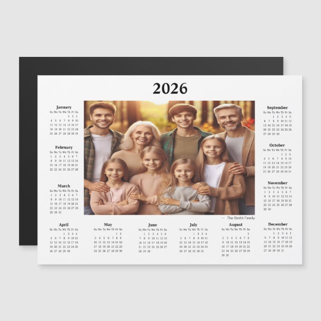 2026 Personalized Photo Calendar Magnet (Front/Back)
