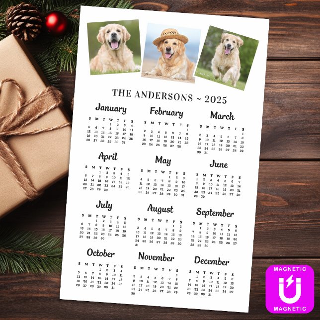 2026 Personalized Photo Pet Dog 12 Month Calendar  Magnetic Dry Erase Sheet (Creator Uploaded)