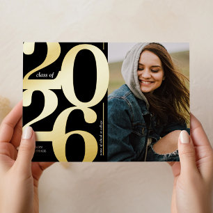 2026 Photo Black Gold Graduation Announcement