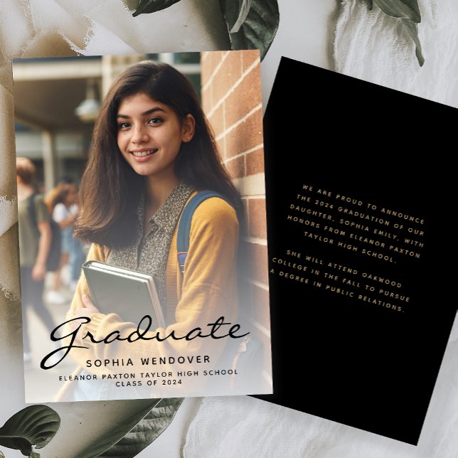 2026 Photo Black Gold Graduation Announcement (Creator Uploaded)