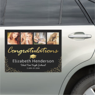 2026 Photo Black Gold Graduation Car Magnet