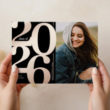 2026 Photo Black Rose Gold Graduation Announcement