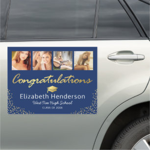 2026 Photo Blue Gold Graduation Car Magnet