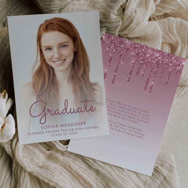 2026 Photo Burgundy Glitter Grad Announcement (Creator Uploaded)