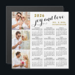 2026 Photo Calendar Fridge Magnet Black Gold White<br><div class="desc">Make your own 2026 magnetic calendar for fridge with custom photos and family name. Use the template to upload personal pictures and type the name. This modern Sunday through Saturday calendar with white, black and golden yellow design is perfect as a practical gift or a keepsake for family, couples, grandparents,...</div>