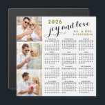 2026 Photo Calendar Fridge Magnet Black Gold White<br><div class="desc">Make your own 2026 magnetic calendar for fridge with custom photos and family name. Use the template to upload personal pictures and type the name. This modern Sunday through Saturday calendar with white, black and golden yellow design is perfect as a practical gift or a keepsake for family, couples, grandparents,...</div>