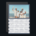 2026 Photo Calendar Fridge Magnet with Family Name<br><div class="desc">This personalized 2026 photo calendar magnet with a blue and white background is easy to customize with your personal picture and Last Name using the template. It's a lovely gift idea for a beach house or a yacht owner. Make your own calendar as a practical gift for family, couples, grandparents,...</div>