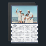 2026 Photo Calendar Fridge Magnet with Family Name<br><div class="desc">This personalized 2026 photo calendar magnet with a blue and white background is easy to customize with your personal picture and Last Name using the template. It's a lovely gift idea for a beach house or a yacht owner. Make your own calendar as a practical gift for family, couples, grandparents,...</div>
