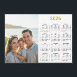 2026 Photo Calendar | Full Year Gold Magnetic Card<br><div class="desc">Transform your treasured memories into a practical, premium keepsake with this stunning 2026 year at a glance photo calendar fridge magnet. Designed for elegance and functionality, the large, high definition print area is the perfect canvas for your favorite family photo, pet portrait, or wedding picture. The entire 12 month calendar...</div>