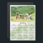 2026 Photo Calendar Magnet Green Nebula Red Black<br><div class="desc">This modern 2026 magnetic calendar is easy to customize with a personal photo. Weekend days are in red to make it easier to plan each week. Months are in script on this design. Pastel green nebula background makes it cute and stylish. Click "Personalize" ("View Product Details" / "Personalize") and change...</div>