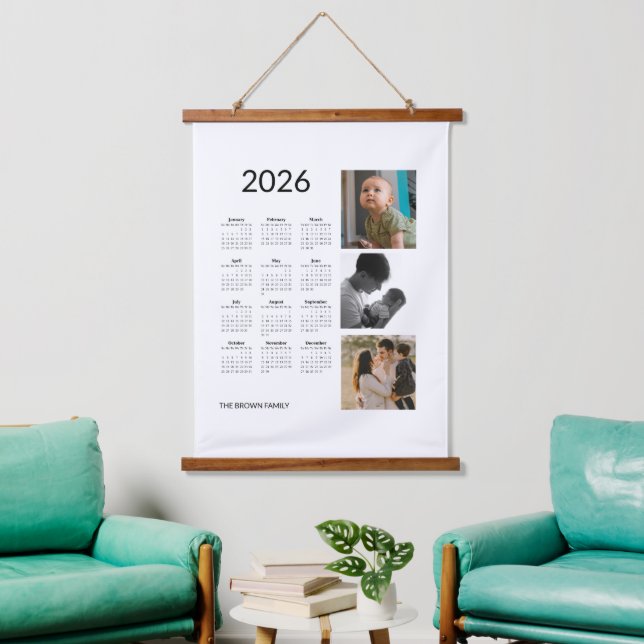 2026 Photo Calendar with Photos Hanging Tapestry (Living Room)