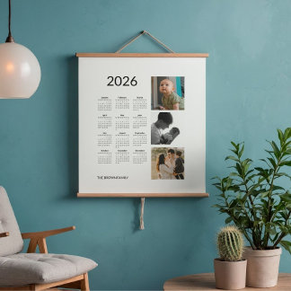 2026 Photo Calendar with Photos Hanging Tapestry