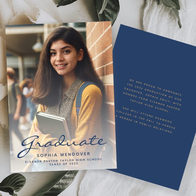 2026 Photo Navy Blue Gold Graduation Announcement (Creator Uploaded)