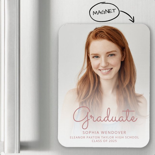 2026 Photo Rose Script Overlay Grad Announcement Magnet (Creator Uploaded)