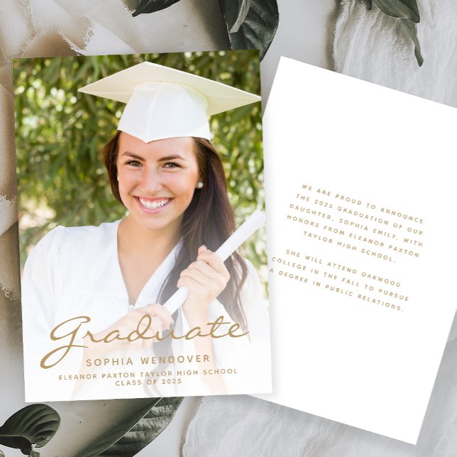 2026 Photo White Gold Script Grad Announcement (Creator Uploaded)