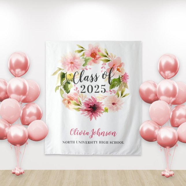 2026 Pink Floral Watercolor Graduation Backdrop (Creator Uploaded)