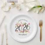 2026 Pink Watercolor Floral Graduation Party Paper Plates<br><div class="desc">Set the table for a beautiful graduation celebration with these pink watercolor floral paper plates featuring a Grad Class of headline framed by hand-painted dahlias, roses, and lush greenery. The graduate's name appears in elegant script below the customizable class year. A lovely choice for an outdoor garden party or any...</div>