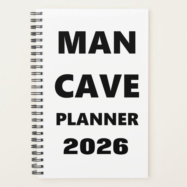 2026 Planner For Men Man Cave Planner Black Font  (Front)