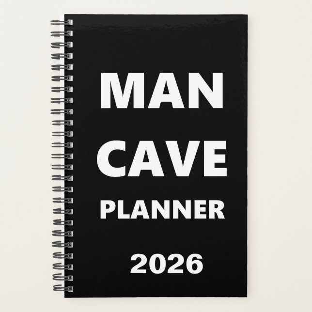 2026 Planner For Men Man Cave Planner White Font (Front)