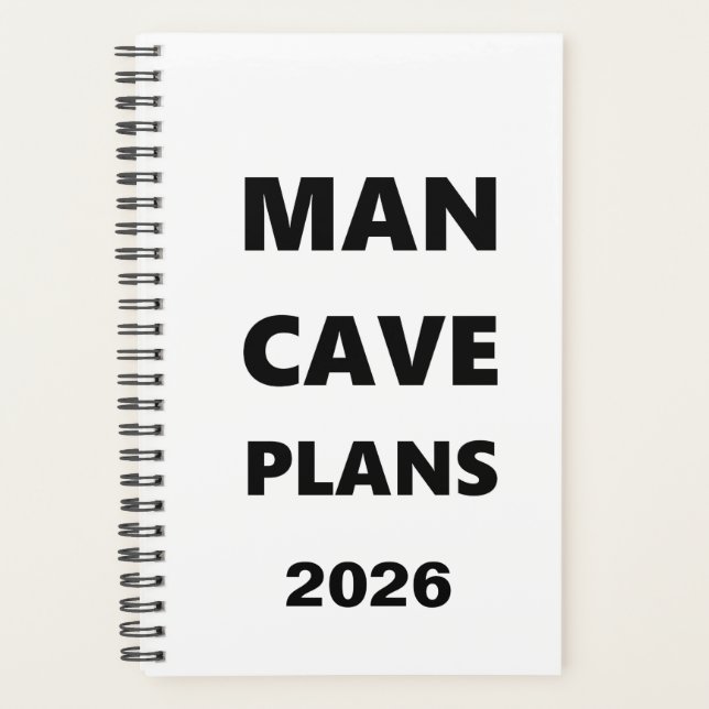 2026 Planner For Men Man Cave Plans Black Font (Front)