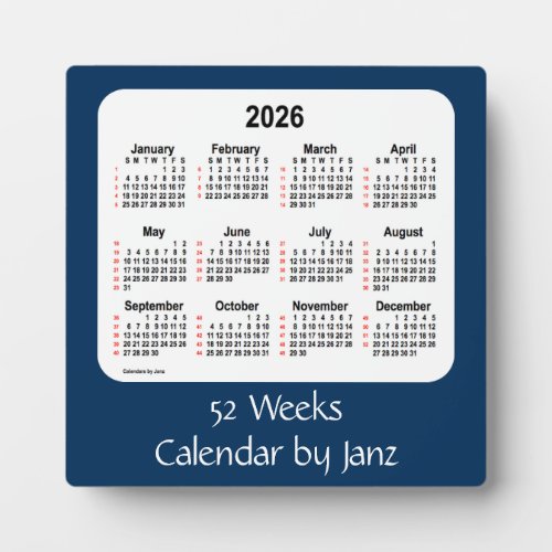 2026 Police Box Blue 52 Weeks Calendar by Janz Plaque