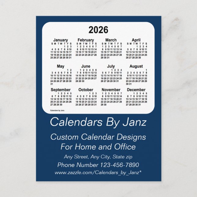 2026 Police Box Blue Business Calendar by Janz Postcard (Front)