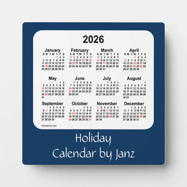 2026 Police Box Blue Holiday Calendar by Janz Plaque Zazzle