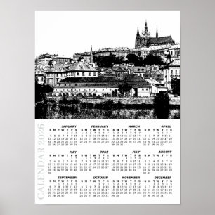 2026 Prague Calendar, Prague Castle, Czechia Poster