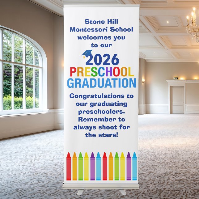 2026 Preschool Graduation Crayon Custom School Retractable Banner (Creator Uploaded)
