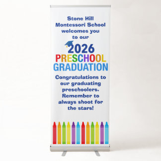 2026 Preschool Graduation Crayon Custom School Retractable Banner