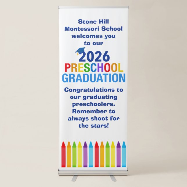 2026 Preschool Graduation Crayon Custom School Retractable Banner (Front)