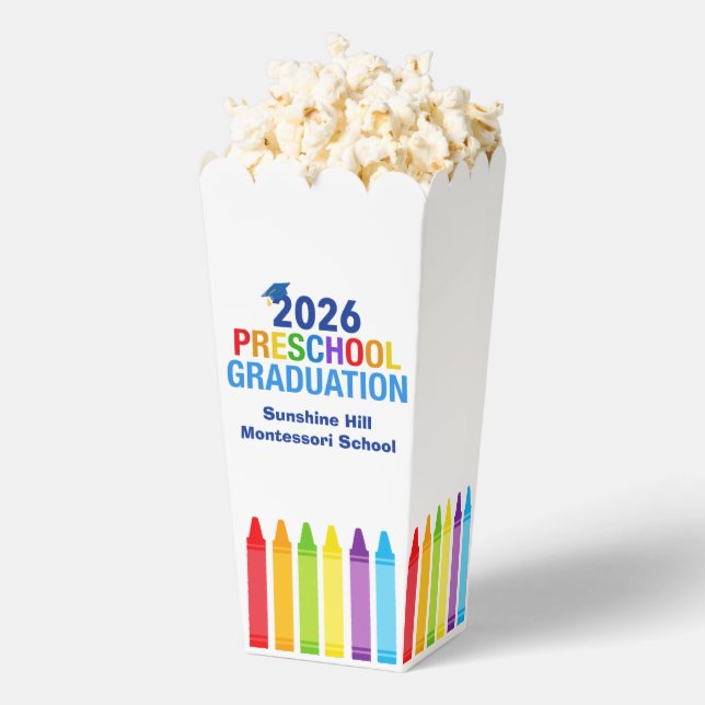2026 Preschool Graduation Custom Party Popcorn Favor Boxes (Popped)