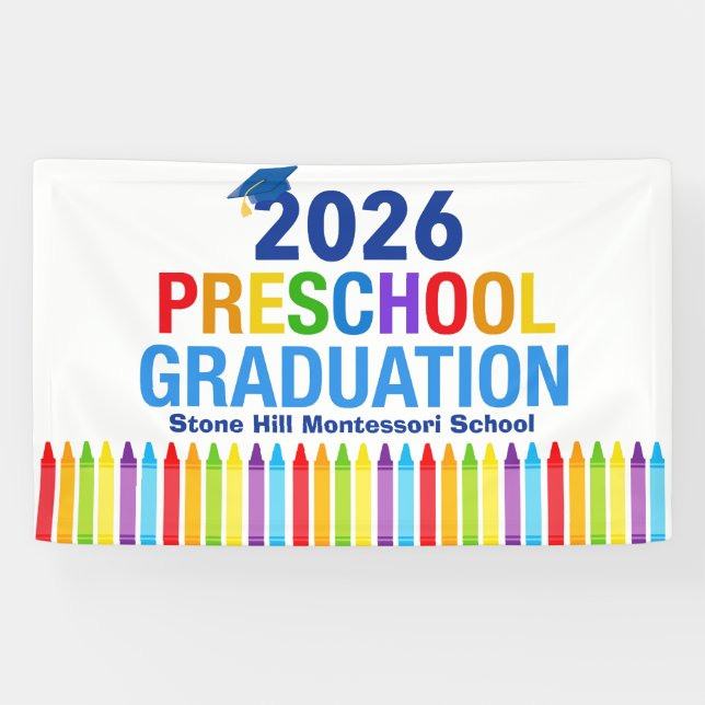 2026 Preschool Graduation Customizable School Banner (Horizontal)