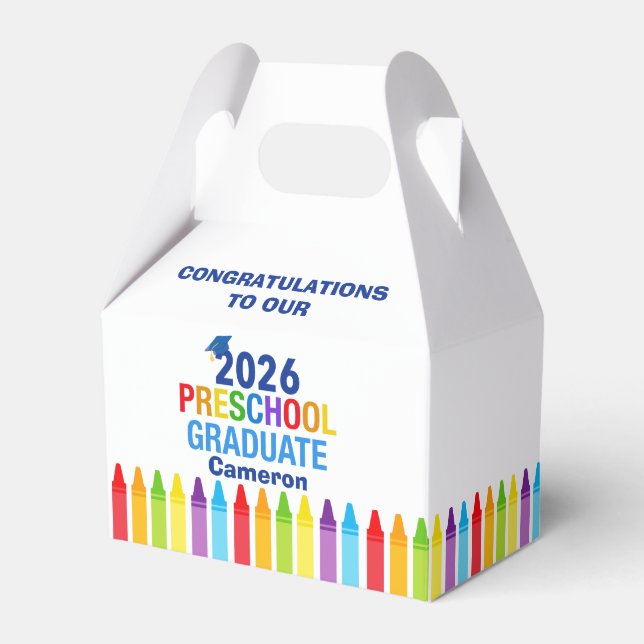 2026 Preschool Graduation Party Custom Graduate Favor Boxes (Front Side)