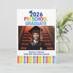 2026 Preschool Photo Custom Kids Graduation Announcement