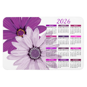 2026 Pretty Purple Daisies Calendar Magnet