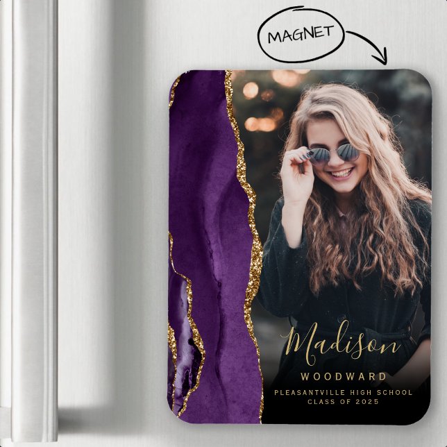 2026 Purple Agate Photo Graduation Announcement Magnet (Creator Uploaded)