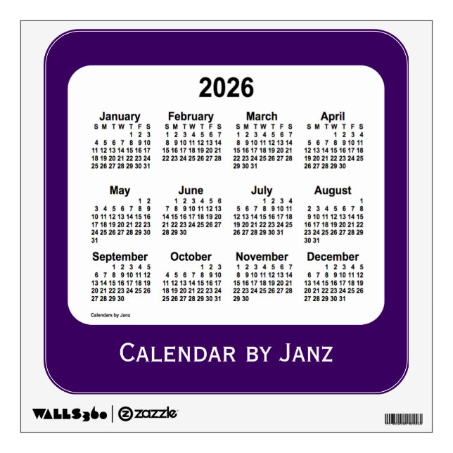 2026 Purple Calendar by Janz Wall Decal (Front)