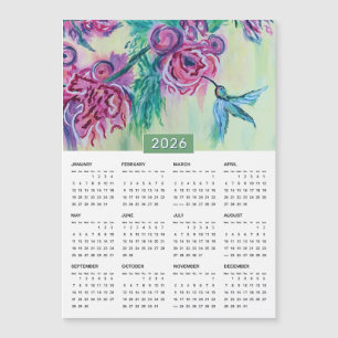2026 Purple Green Hummingbird Painting Calendar