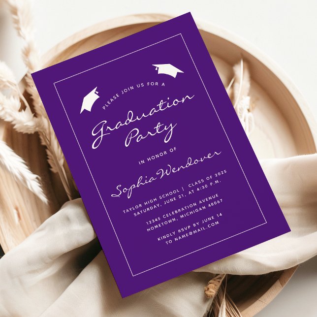 2026 Purple White Border Graduation Party Invitation (Creator Uploaded)