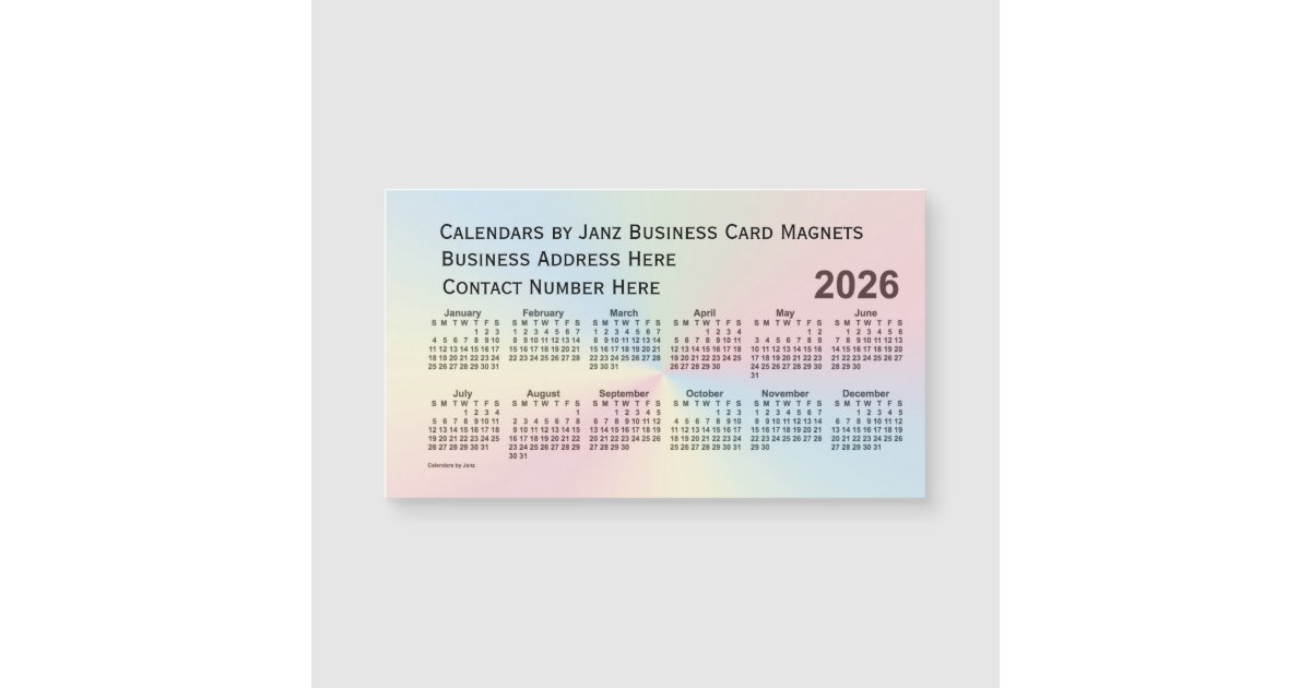 2026 Rainbow Cloud Calendar by Janz Zazzle