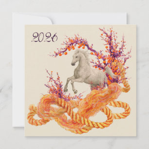 2026 Rearing Horse Lunar New Year Zodiac  Holiday Card