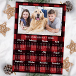 2026 Red Buffalo Plaid Family Dog Photo Calendar Holiday Card<br><div class="desc">2026 Photo Calendar Cards - Send New Year Greetings or include in your Christmas cards, these 5x7 photo calendar cards are perfect as Christmas and New Year cards to family and friends. Perfect to highlight or circle special family dates, anniversaries, birthdays, and reunions. Personalize these full year photo calendar cards...</div>