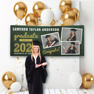 2026 Retro Chalkboard Sketch 3 Photo Grad Party Banner