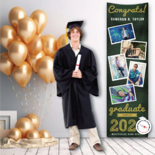 2026 Retro Chalkboard Sketch 5 Photo Grad Party Banner