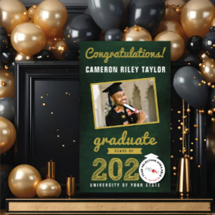 2026 Retro Chalkboard Sketch Photo Graduate Party Banner