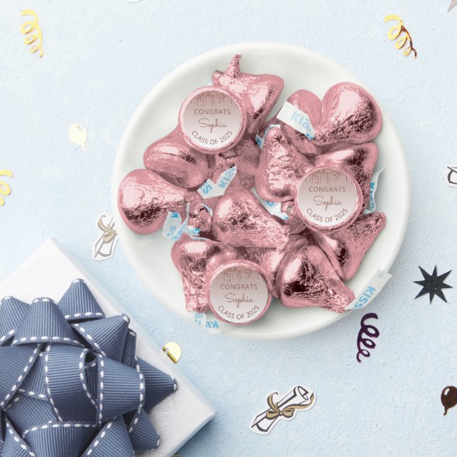 2026 Rose Gold Glitter Drip Graduation Party Hershey®'s Kisses® (Party)