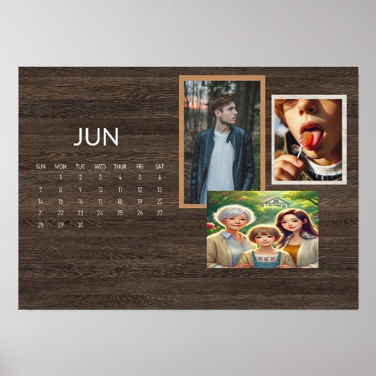2026 Rustic Family Easel Calendar - June